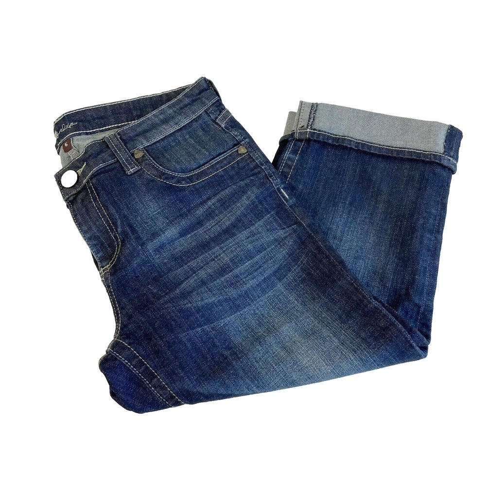 KUT From The‎ Kloth Natalie Crop Jeans Womens Size 6 Blue Mid Rise Cuffed Hem